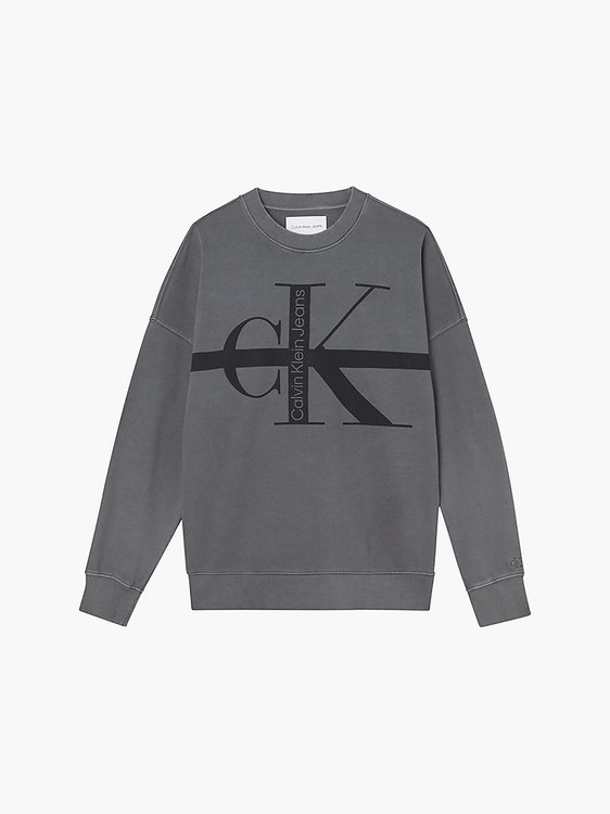 Calvin Klein Jeans, Šedá barva Stripe washed mikina