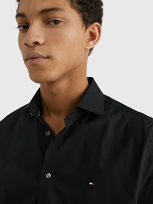 Luxusní Core Flex Poplin košile, Černá barva, 42/R, 43/R