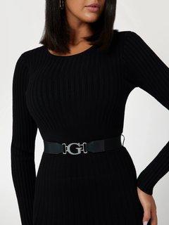 Luxusní Fit and flare šaty, Černá barva, XS, S, M