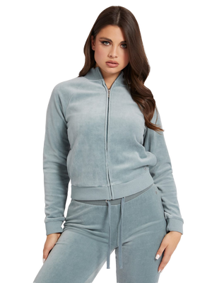 Guess – Chenille mikina, Modrá barva