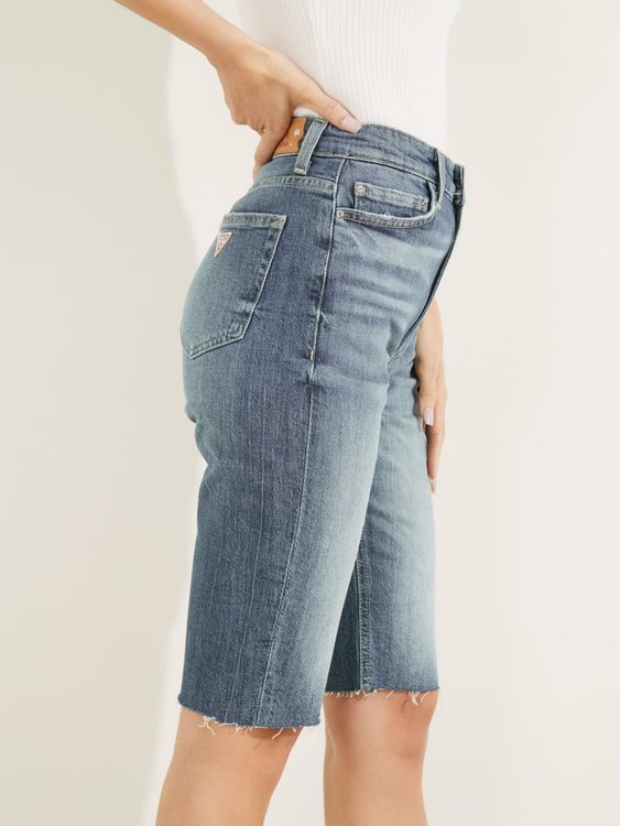 Módní Biker denim bermudy, Modrá barva, 2022