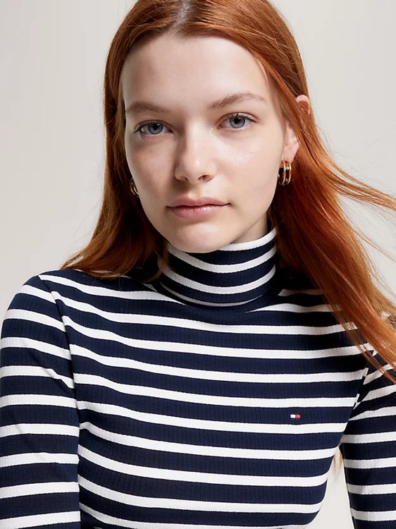 Luxusní Slim Rib Roll svetr, Černá barva, XS/R, S/R, M/R