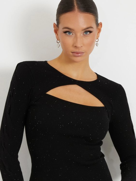 Luxusní Laurel Micro Sequin svetr, Černá barva, XS, S, M, L