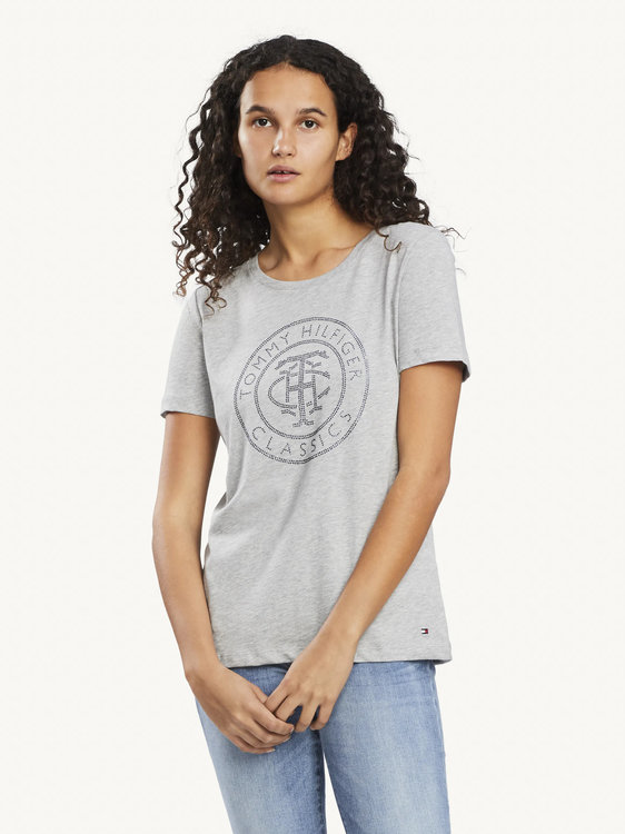 TH Logo triko – Tommy Hilfiger, Šedá barva Ženy