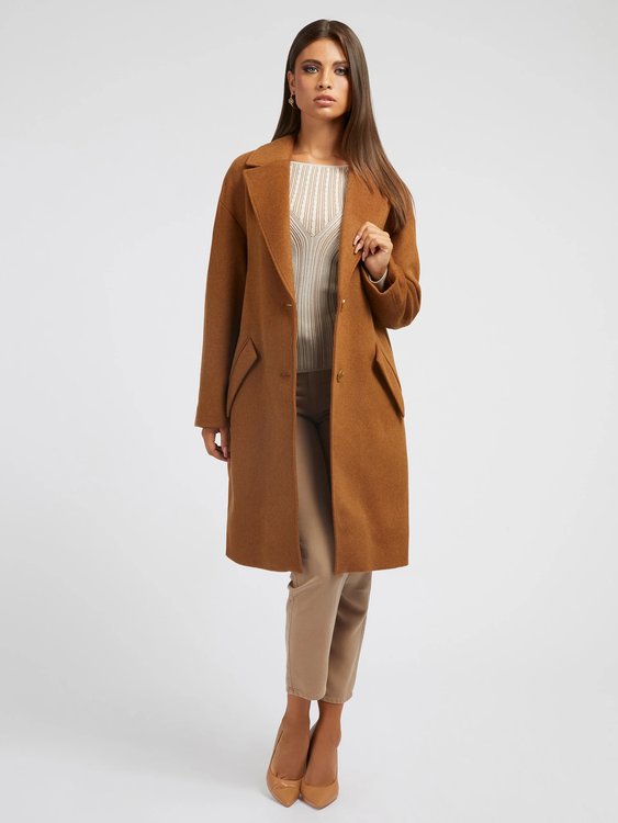 Módní Elly kabát, Hnědá barva, 2022