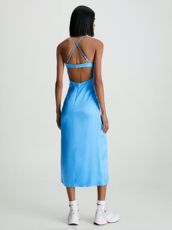 Open Back šaty – Calvin Klein Jeans, Modrá barva Ženy