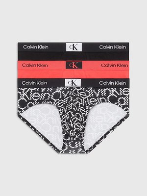 Calvin Klein Underwear – 96 Cotton slipy 3ks, Černá, Červená barva