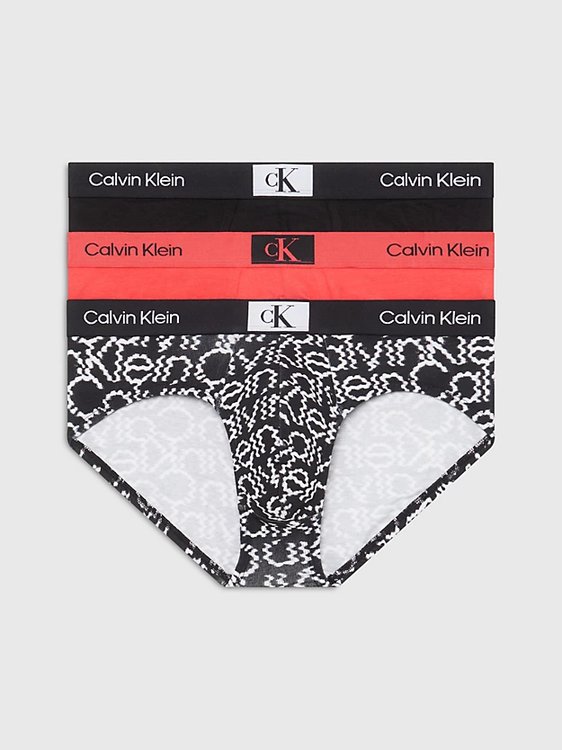 Calvin Klein Underwear – 96 Cotton slipy 3ks, Černá, Červená barva