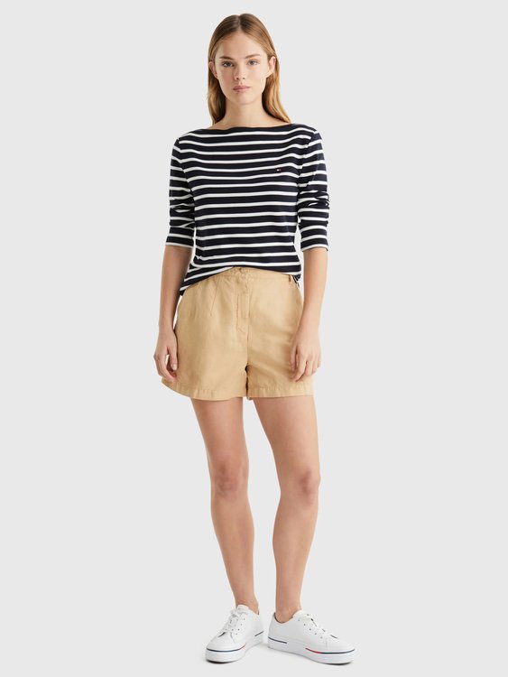 Cotton Linen šortky – Tommy Hilfiger, Béžová barva Ženy