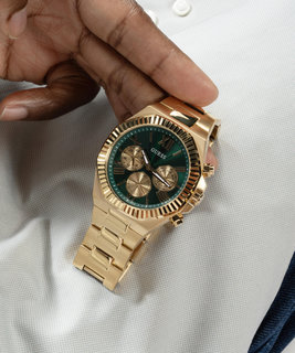 GUESS, Zelená, Zlatá barva Equity hodinky