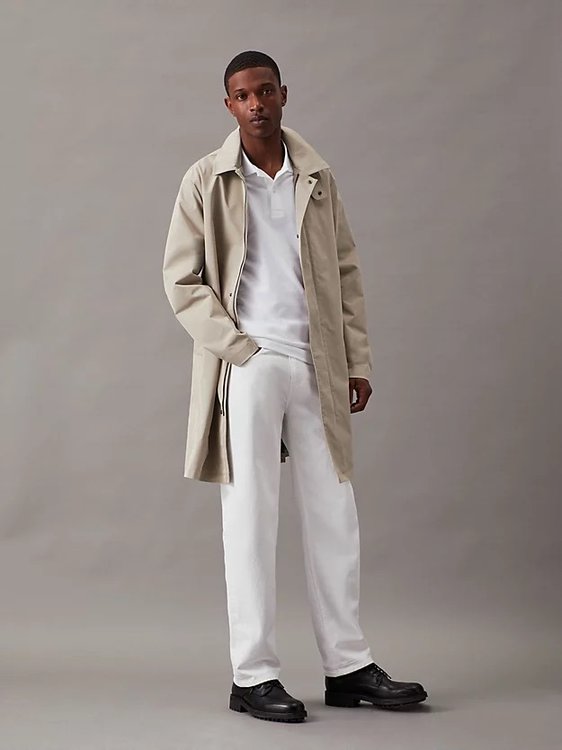 Stretch Pique Slim Button polo Bílá barva Muži