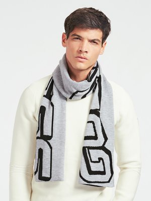 Guess – Jacquard šála, Černá, Šedá barva