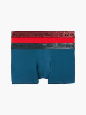 Calvin Klein Underwear – Black Cotton boxery 2ks, Červená, Modrá barva