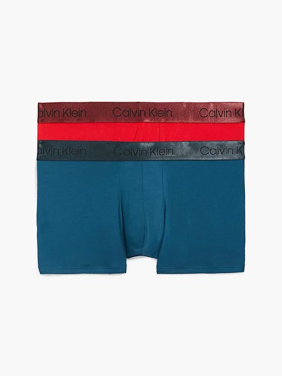 Calvin Klein Underwear – Black Cotton boxery 2ks, Červená, Modrá barva