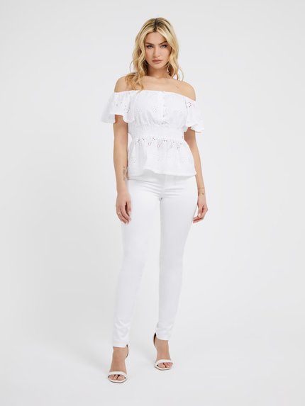 Módní Peggy top, Bílá barva, 2023
