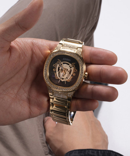 GUESS – Kingdom hodinky, Černá, Zlatá barva 1