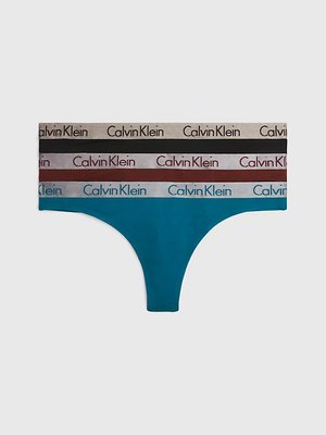 Calvin Klein Underwear – Radiant Cotton tanga 3ks, Černá, Modrá barva
