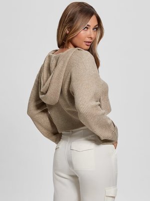 Rib Half Zip svetr – GUESS, Hnědá barva Ženy