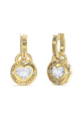 GUESS – Rolling Hearts náušnice, Zlatá barva