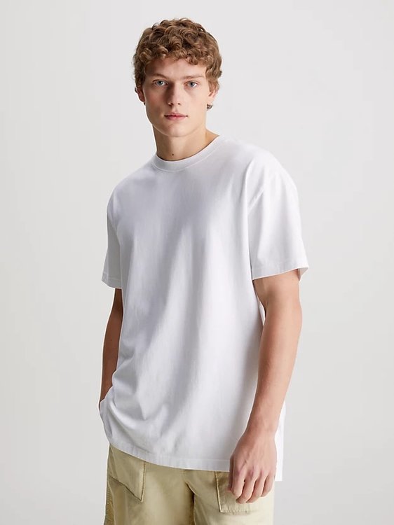 Calvin Klein Jeans – Long Relaxed triko, Bílá barva