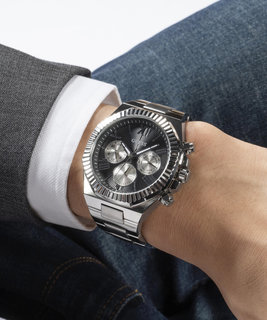 GUESS, Černá, Stříbrná barva Equity hodinky