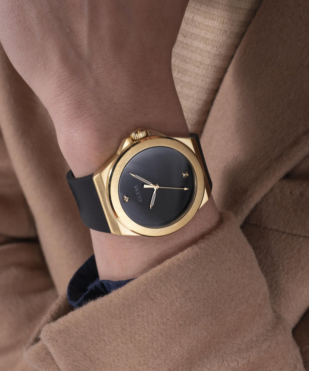 GUESS – Vinyl hodinky, Černá, Zlatá barva 1