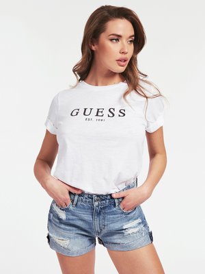 Guess – Logo triko, Bílá barva