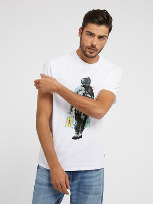 GUESS – Spaceman triko, Bílá barva
