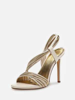 GUESS – Faize sandály, Krémová, Zlatá barva