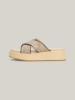 Tommy Hilfiger, Béžová, Krémová barva TH Mono Rafia pantofle