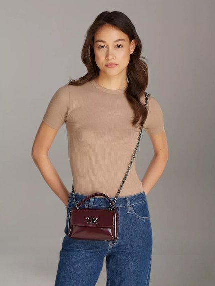 Módní Re-Lock crossbody, Červená, Vínová barva, 2024