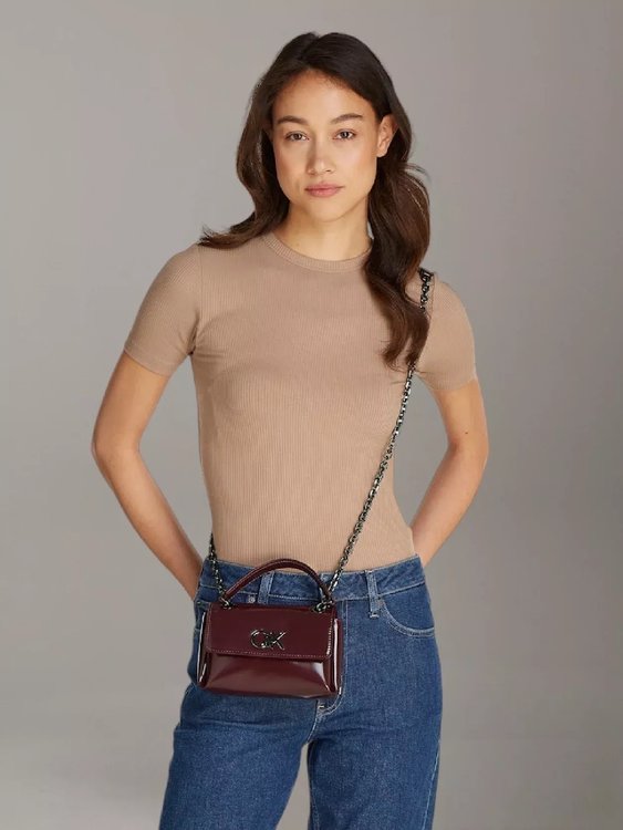 Módní Re-Lock crossbody, Červená, Vínová barva, 2024