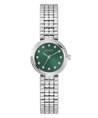 GUESS – GW0930L1-SILVER TONE HODINKY, Stříbrná, Zelená barva