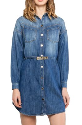 Módní Denimové šaty, Modrá barva, 2020