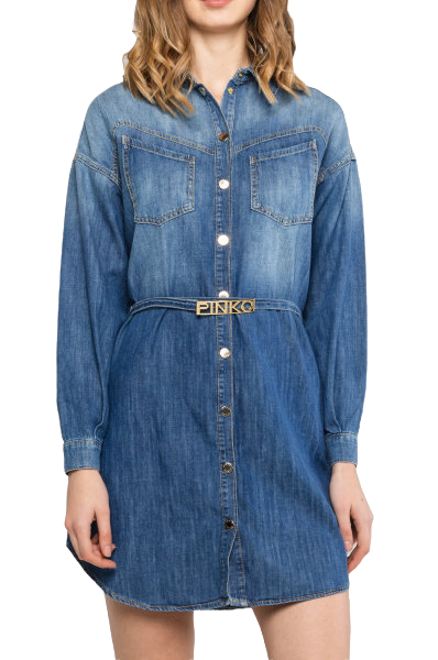 Módní Denimové šaty, Modrá barva, 2020