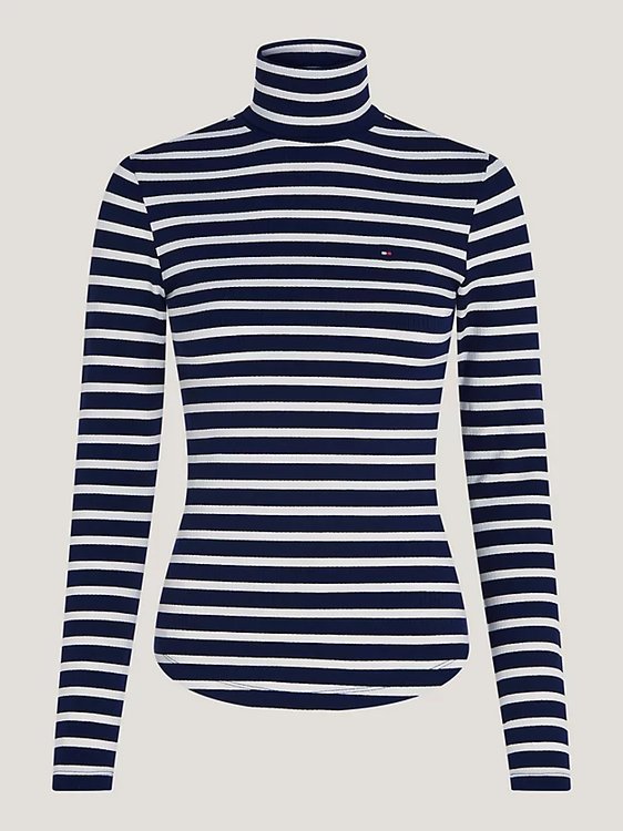 Slim Rib Roll svetr Černá barva Ženy