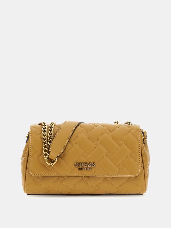 GUESS – Gracelynn crossbody, Hnědá, Žlutá barva