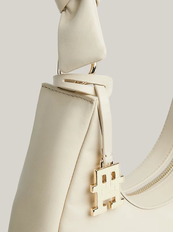 Módní Pushlock Leather kabelka, Krémová barva, 2024