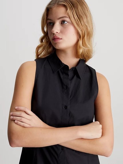 Módní Sleeveless šaty, Černá barva, 2024