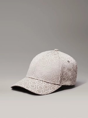 Calvin Klein Jeans – Monogram Jacquard kšiltovka, Hnědá, Šedá barva