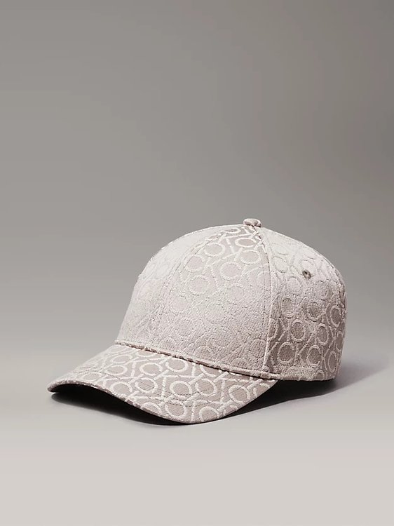 Calvin Klein Jeans – Monogram Jacquard kšiltovka, Hnědá, Šedá barva