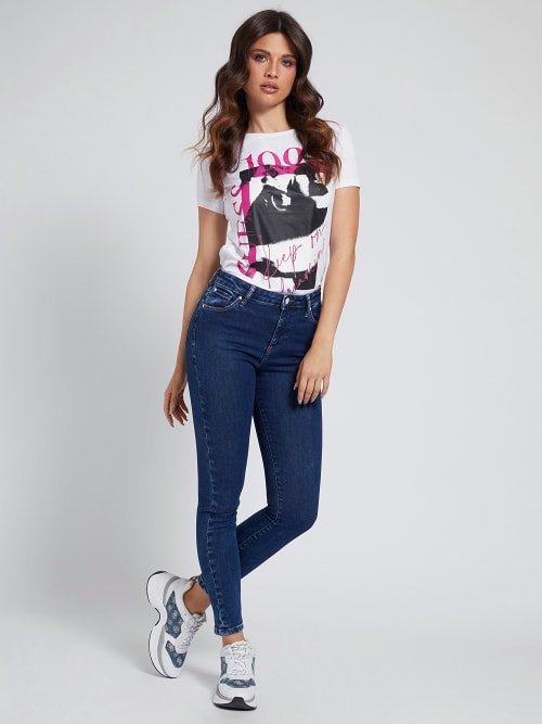 Printed triko – Guess, Bílá barva Ženy