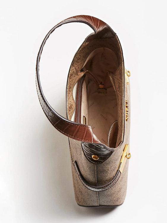 Zadie logo kabelka Hnědá, Krémová barva Ženy