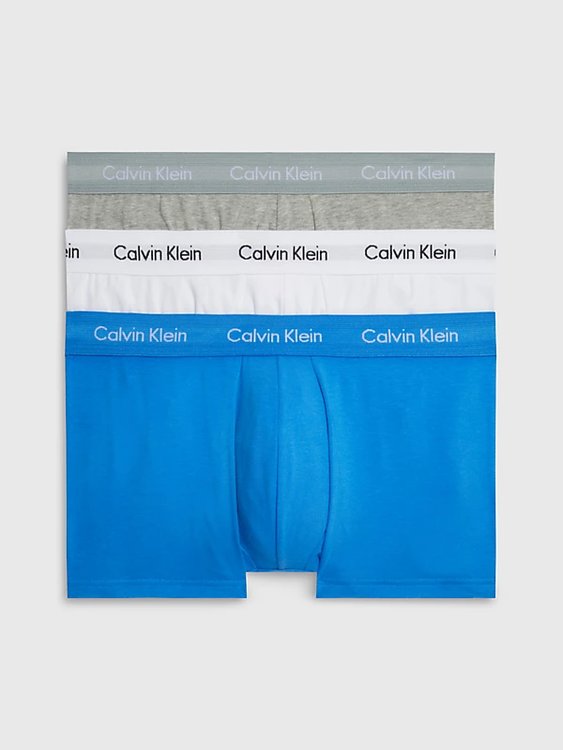 Calvin Klein Underwear – Cotton Stretch boxery 3ks, Modrá, Šedá barva