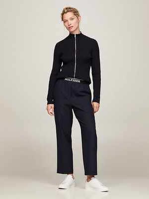 Skinny Cable Zip svetr – Tommy Hilfiger, Modrá barva Ženy