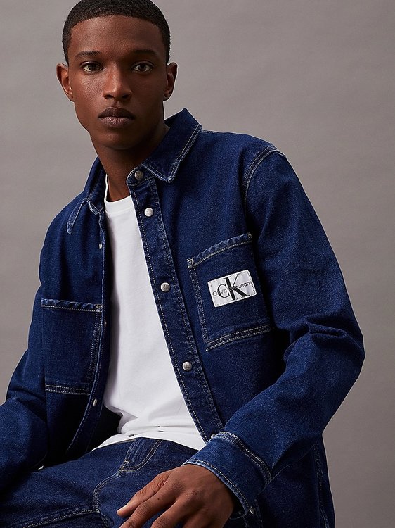 Módní Slim Denim košile, Modrá barva, 2024