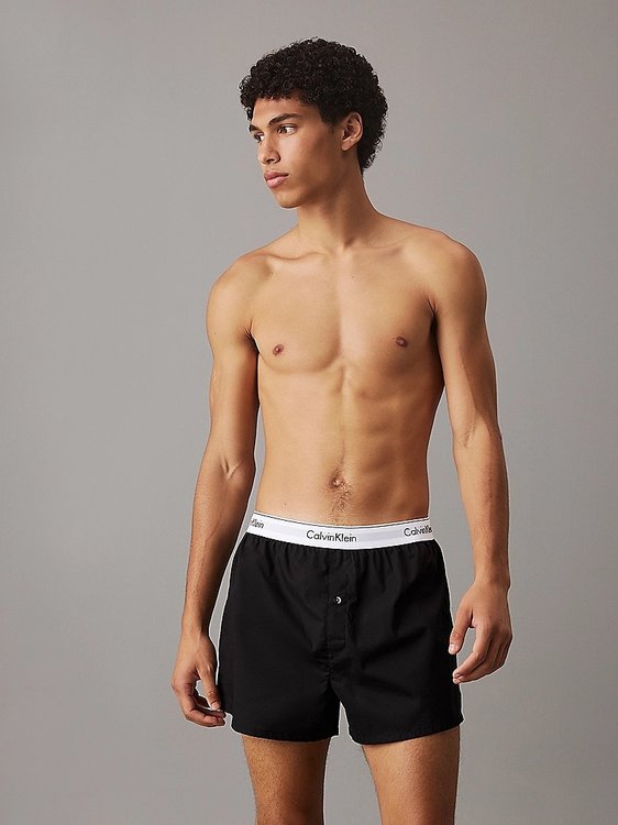 Woven trenky Boxer Slim 2ks – Calvin Klein Underwear, Černá, Vínová barva Muži
