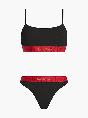Calvin Klein Underwear – Embossed set podprsenka a kalhotky, Černá, Červená barva