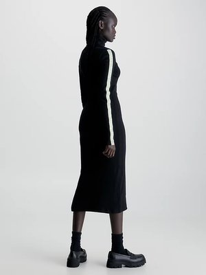 Logo Elastic Rib šaty – Calvin Klein Jeans, Černá barva Ženy