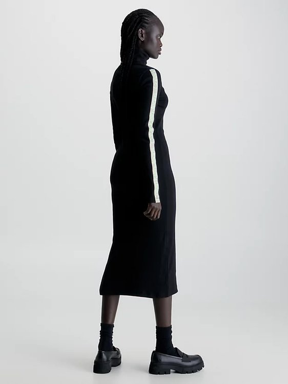 Logo Elastic Rib šaty – Calvin Klein Jeans, Černá barva Ženy